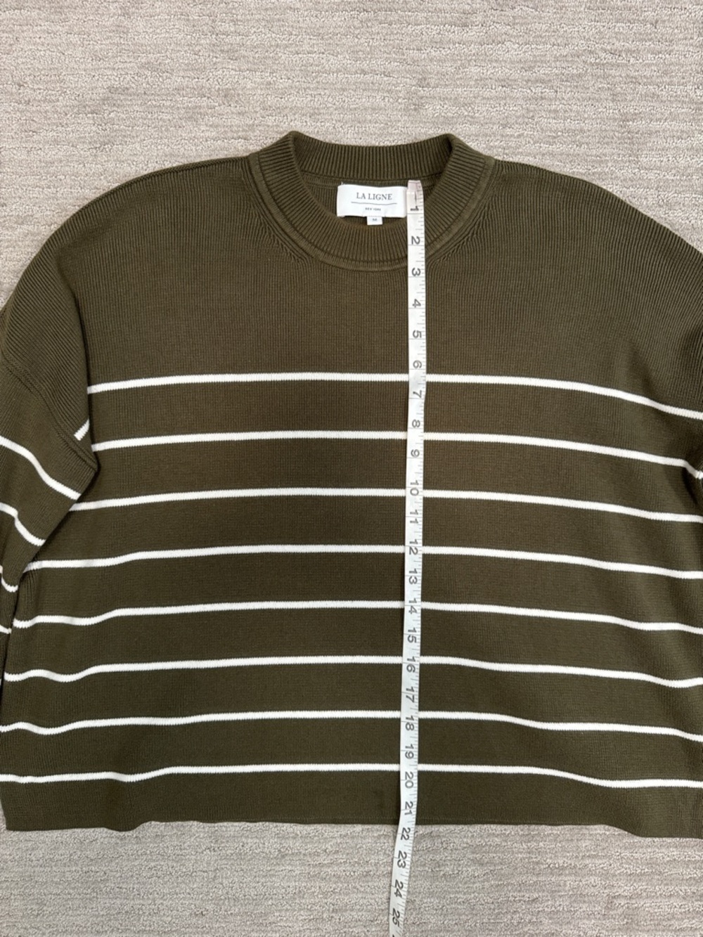 La Ligne Leo Sweater in Olive Stripe Size Medium - Picture 7 of 12